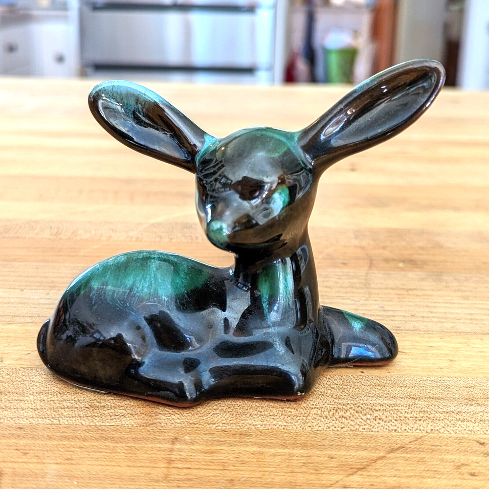 Blue Mountain Pottery Fawn Drip Glaze Blue Green Brown Redware Vintage - Picture 6 of 12